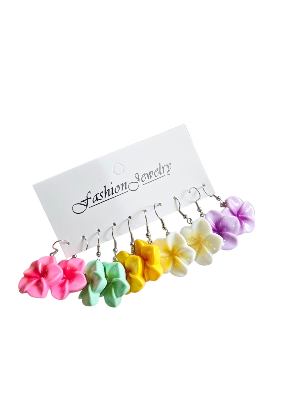 Flower Resin Dangle Earrings Set – 5 Pair Colorful Floral Hook Jewelry for Women
